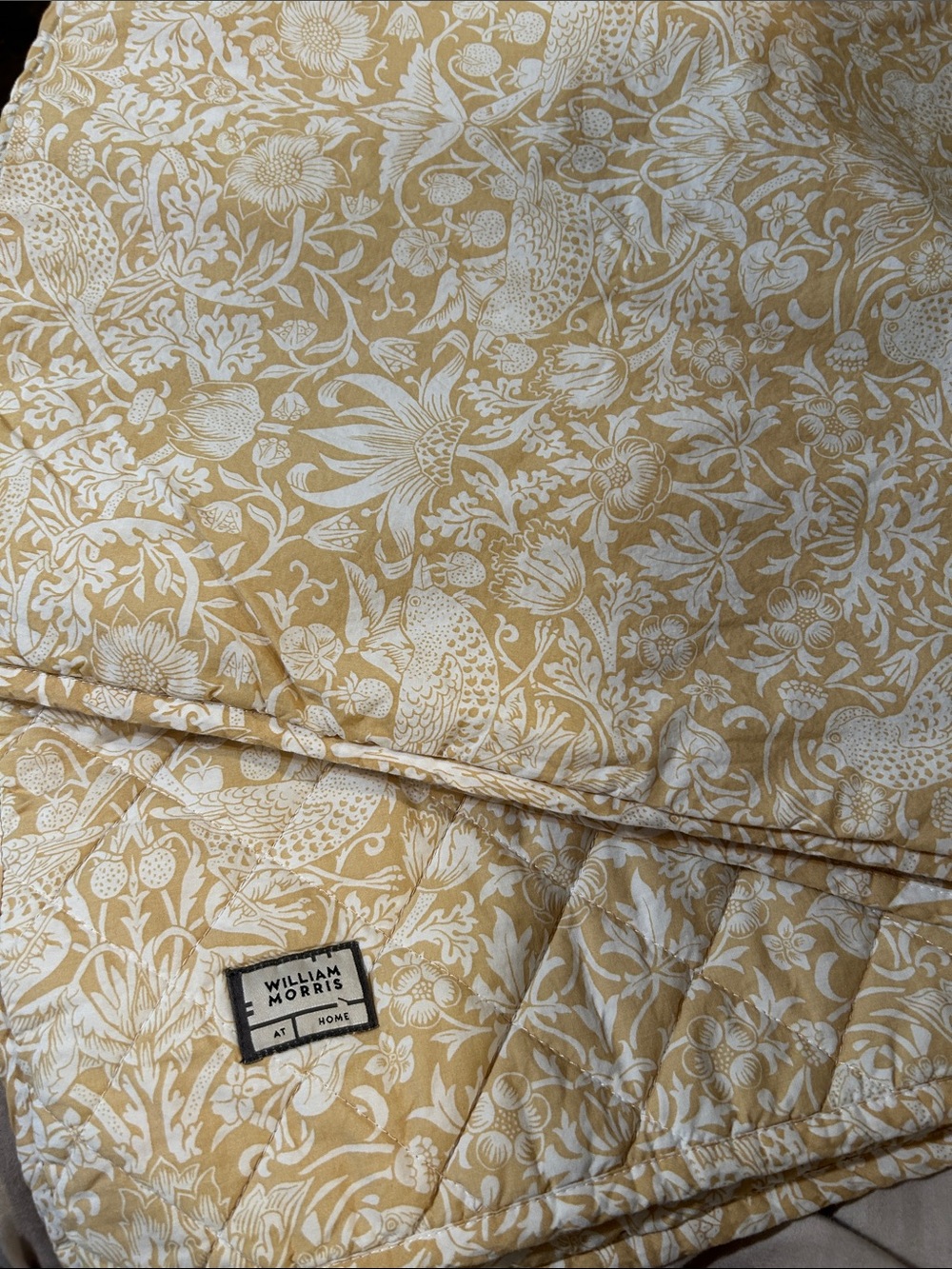 William Morris Golden Floral Print Quilted Pillow Shams Bedroom Refresh
